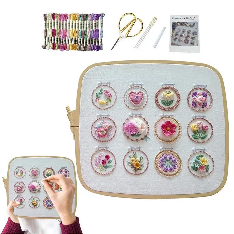 Kit iniciante bordado floral, artesanato de flores pequenas, cores brilhantes, ferramenta de arte para profissionais iniciantes - Image 1