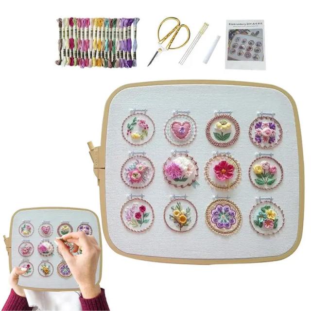 Kit de Bordado Floral para Iniciantes: Artesanato com Flores Pequenas em Cores Brilhantes e Ferramentas Essenciais