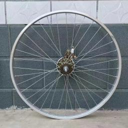 Roda de bicicleta liga de alumínio, aro conjunto roda, roda dianteira e traseira, bloqueio de freio, 20 ", 22", 24 ", 26", 175/183 - Image 5
