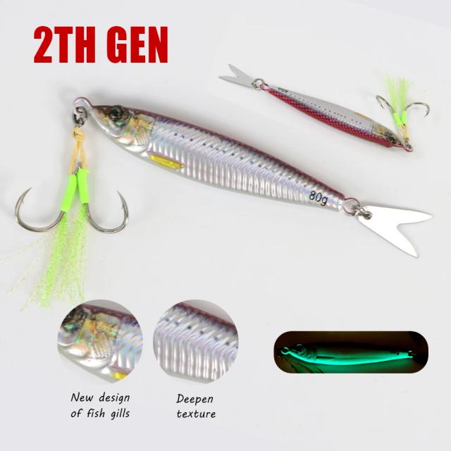 Tolu Isca Metal Jig 3D 20g-130g para Pesca em Água Salgada