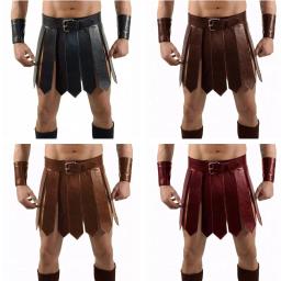 Saia gladiador romano de couro pu, fantasia festiva para mulheres e homens, apresentações de palco, boate, cinto, saias, cosplay medieval - Image 2