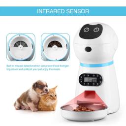 Inteligente automático suprimentos para animais de estimação robô dispensador de alimentos com registro voz placa de aço inoxidável lcd temporizador da tela para o cão gato tigela comida - Image 3