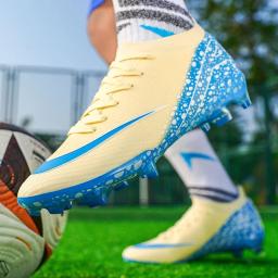 Sapatos masculinos originais de futsal, botas de campo antiderrapantes, chuteiras de futebol, tênis de treinamento de tornozelo FG e TF, novos - Image 1