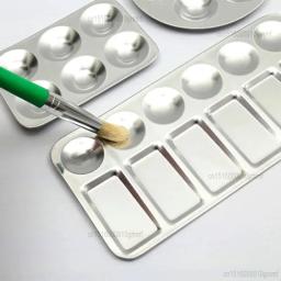 Paleta de alumínio leve para arte, ferramenta de pintura a óleo, bandeja de mistura de cores, retângulo, forma redonda, acrílico - Image 2