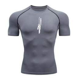 Camisas de compressão atléticas masculinas impressas atlético secagem rápida respirável rash guard atlético apertado treino topos verão - Image 4