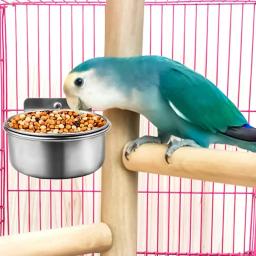 Caixa De Alimentador De Pássaro Copos De Papagaio Tigelas Recipiente De Aço Inoxidável Gaiola De Animais De Estimação De Alimentação De Água Acessórios - Image 2