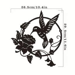 CIFBUY Iron Art Home Decoração, Redonda Metal Hummingbird Ornamentos, Pátio ao ar livre Pingentes, Adesivo de parede - Image 4