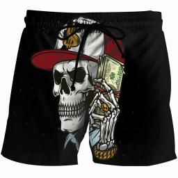 Homens 3D flor crânio estampa calções de praia, shorts de verão, esportes ginásio sunga, maiô seco rápido, calças homme - Image 5