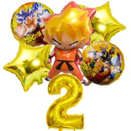 Cartoon Dragon Ball Party Balões Set, Son Goku Número Balão, Baby Shower, Decorações de Festa de Aniversário, Presentes Kids, 32 ", 6Pcs - Image 3
