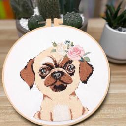 Dog Bordados Starter Kit para iniciantes, DIY Cross Stitch Set, Flor Impresso Arte De Costura, Artesanato Pintura, Home Decor, Valentine Gift - Image 4