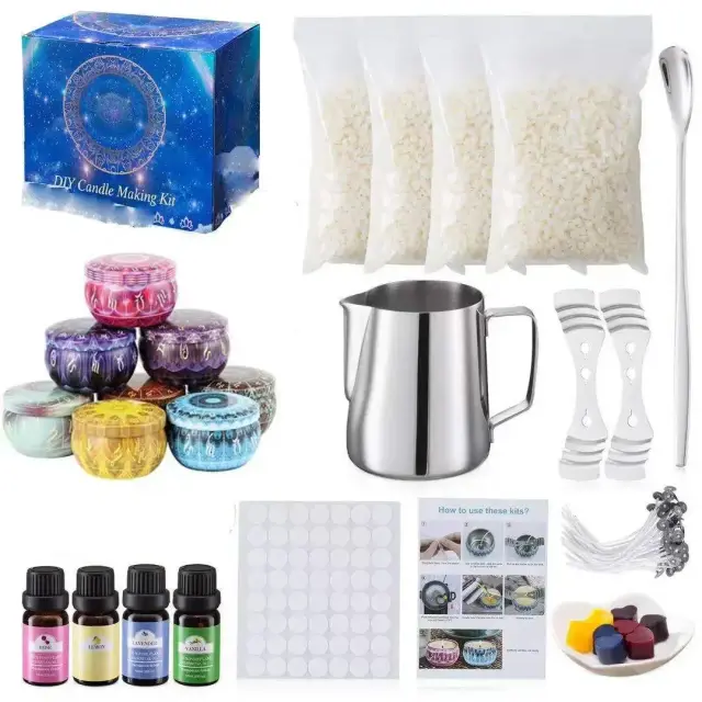 Kit Completo para Fazer Velas Artesanais com Cera de Soja, Pavios Adesivos e Ferramentas para Aromaterapia - Presentes Criativos de Natal