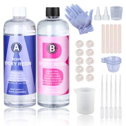 Kit de Resina Epóxi Crystal Clear, Alto Brilho e Bolhas, Arte Livre, Suprimentos para Revestimento e Fundição Artesanato, Fazer Jóias DIY, 1:1 - Image 1