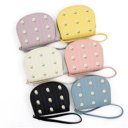 Porta-cartão bordado flor para mulheres, concha, bolsa de órgãos, bolsa com zíper, multi-slot, bolsa de cartão de crédito para senhoras - Image 1