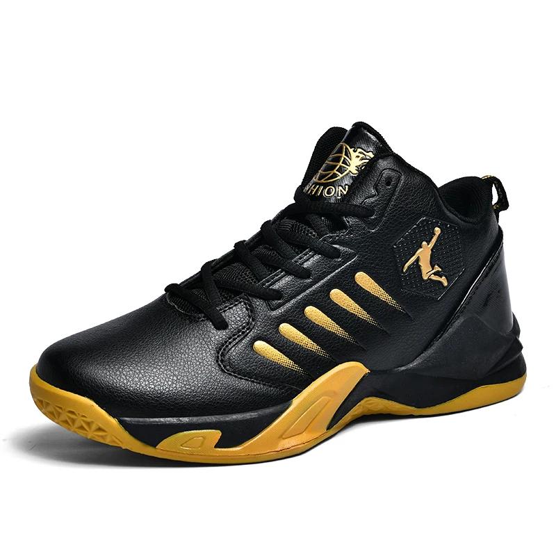 Tênis de basquete de couro antiderrapante para homens e mulheres, tênis de basquete, amortecimento, treinamento de ginástica, botas esportivas - Image 1