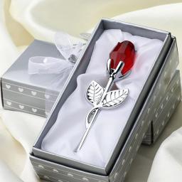 Crystal Glass Rose Flower Figurines com Caixa De Presente, Favores Do Dia Dos Namorados, Amantes De Natal Presente, Lembrança, Decoração Do Casamento, 5 Cores - Image 1