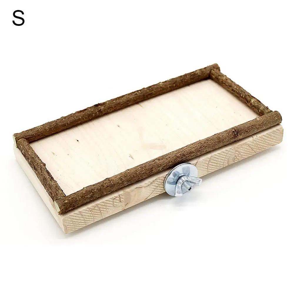 Pendurado brinquedo de madeira de estimação papagaio de pássaro em pé plataforma poleiro placa gaiola molar mastigar brinquedo - Image 1