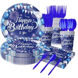 Blue Diamond Party Louça, Conjunto De Placa De Papel De Aniversário Descartável, Copos De Papel e Toalhas, Suprimentos De Decoração - Image 1