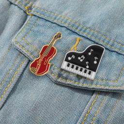 Concerto esmalte pinos piano violino guitarra trompete broche personalizado roupas lapela emblema bonito instrumento musical jóias presente para o miúdo - Image 1