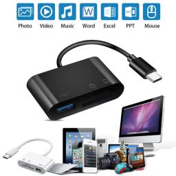 3 em 1 tipo-c micro adaptador tf cf leitor de cartão de memória sd USB-C para macbook huawei samsung xiaomi otg escritor flash compacto - Image 2