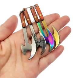 Swayboo Outdoor Camping Mini Machado Faca Lâmina afiada de aço inoxidável Faca Keychian Fixa, Desembalar Expresso Titanium EDC Ferramenta - Image 1