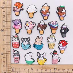Kawaii PVC Shoe Button para Crianças, Cone, Cão, Fruta, Suco, Fivela, Gato, DIY, Case de Telefone Decorações, Fit, 1-18Pcs - Image 1