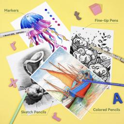 Caderno de desenho Arrtx, A4 (29,7 * 21,0 cm) 60 folhas/120 páginas 180g, caderno de desenho de capa dura para artistas, papel de desenho durável sem ácido - Image 4