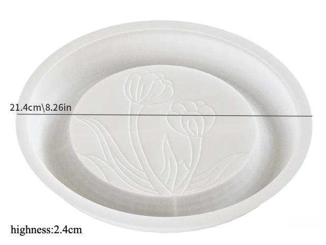 Molde de Gesso para Concreto e Jesmonite com Padrão em Relevo de Rosa Tulipa para Coasters e Bandejas de Resina