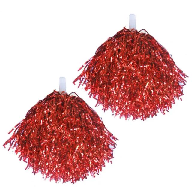Pompons Metálicos com Alça Antiderrapante para Eventos Esportivos e Danças - Conjunto de 2 Peças