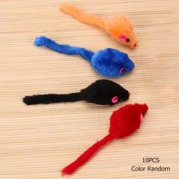 Mini brinquedos do rato de pelúcia para gatos, engraçado jogando brinquedos, Pet suprimentos interativos, cor aleatória, 10-100pcs - Image 2
