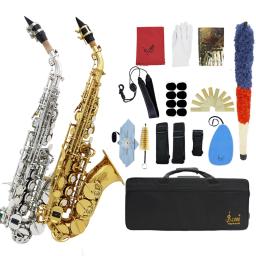 SLADE-Saxofone soprano de bronze com bocal e palhetas caso, saxofone Tom Bb, gravado floral, sopros instrumento peças e acessórios - Image 1