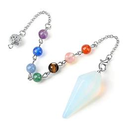 Pêndulo de pedra natural para adivinhação, 7 chakra, pêndulo de cristal, quartzo rosa, hexágono, pontiagudo, cadeia do grânulo, reiki - Image 2