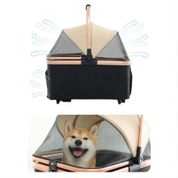 Carrinho dobrável para cães, carrinho para animais de estimação, carrinho de gato, cesta removível, grande espaço, animais de estimação, carrinho ao ar livre para sob 20kg, cães e gatos - Image 6