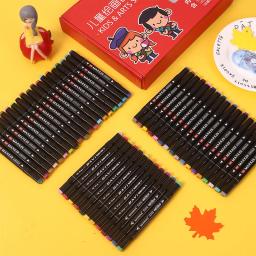 Caneta Pincel com Marcadores de Arte Baseada em Álcool, Cabeça Dupla, Canetas para Desenho Manga, Suprimentos Esboço, 24 Cores, 36 Cores, 48 Cores, 60 Cores, 80 Cores, 168 Cores - Image 2