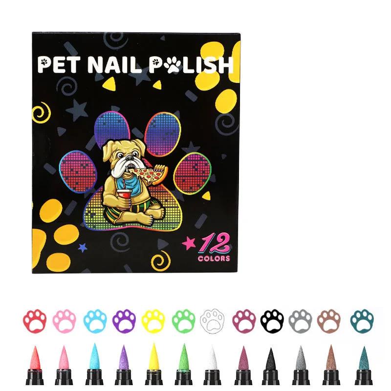 Conjunto de esmaltes para animais de estimação, esmalte de cachorro, 12 cores, secagem rápida, cor, incrível arte de unhas - Image 1