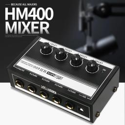 Ultra baixo ruído Mini linha Mixer, 4 canais, Mixer de áudio, 1/4 "TS entradas de saída, Volume Control para guitarras, baixo, teclado MH400 - Image 2
