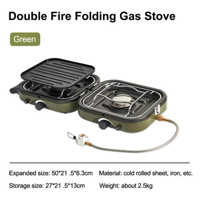 Fogão Dobrável Naturehike Duplo Fogo Portátil 2300W com Ignição Eletrônica para Acampamento e Aventureiros - Leve e Compacto (2.5kg)