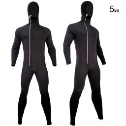 Fato de mergulho de neoprene com zíper frontal de 5 mm e capuz, traje de mergulho frio e quente - Image 2