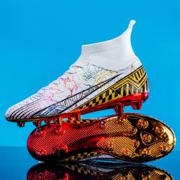 Sapatos de futebol FG antiderrapantes para homens e crianças, tênis de tornozelo, tênis de futebol, botas ao ar livre, picos longos, futebol - Image 6