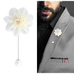 Alfinetes de lapela de casamento para homens e mulheres, broche floral, broches de pérolas, rosa feito à mão, moda coreana, 4 cores, cavalheiros - Image 4