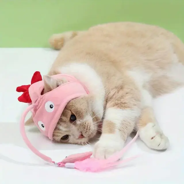 Brinquedos e Acessórios para Gatos: Penas Resistentes à Mordida, Chapéus e Capa de Cabeça com Hastes Longas