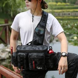 Saco de ombro pesca multifuncional pacote cintura 600d náilon grande multi bolso à prova dwaterproof água caso carretel pesca enfrentar caixas - Image 2