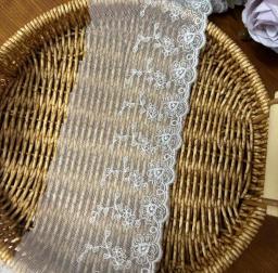 Guarnição cinzenta bordada do laço do algodão, telas nigerianas elegantes do casamento, 2 m, largura 9cm - Image 5