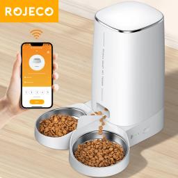 ROJECO Alimentador Pet Automático, Smart Food Kibble Dispenser, Controle Remoto, Botão WiFi, Cat e Dog Acessórios - Image 1