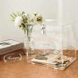 Caixa De Cartão De Casamento De Acrílico Com Fechamento, Caixa De Dinheiro Para Festa De Aniversário, Recepção Do Chuveiro De Bebê, Caixas De Envelope De Carta Clara - Image 4