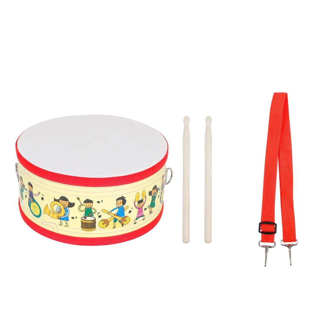 Tamborim dupla face para crianças, Tambores de madeira, Instrumentos de percussão dos desenhos animados, Brinquedo educativo portátil, Presente infantil - Image 1