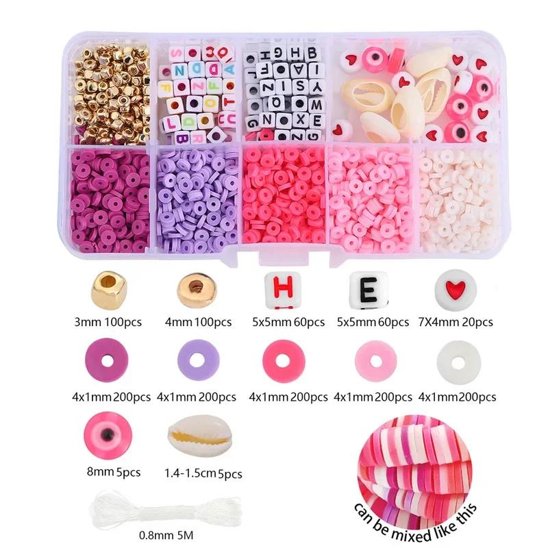 1350 pçs kit de contas de argila encaixotado contas de semente jóias acessórios fazendo kit para meninas crianças presentes diy pulseira miçangas suprimentos - Image 1