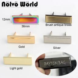 10-50 peças, laser gravar sua marca na etiqueta, costura artesanato retângulo metal bolsa etiquetas, sacos de costura arco-íris etiquetas de metal - Image 1