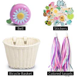 Handwoven cesta dianteira de bicicleta com Bell e Tassel adesivos, guidão frontal ajustável, acessórios de bicicleta para crianças e adultos - Image 3
