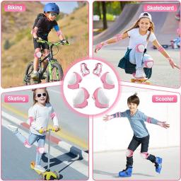 Conjunto de equipamentos de proteção para crianças 6 em 1, cotoveleiras e joelheiras com protetor de pulso para patinação, ciclismo, bicicleta, patins, scooter - Image 5