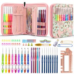 Ganchos de crochê com estojo Agulhas de tricô de costura Kits de fios de tecer DIY Hand Knitting Art Tools para amantes de crochê, iniciantes - Image 6